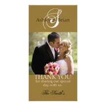 Le mariage initial d'or remercient des cartes phot photocartes