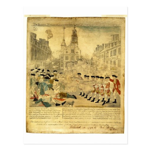 Le massacre de Boston par Paul Revere Carte Postale