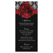 Le menu de mariage carde la damassé de rose rouge