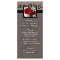 Le menu de mariage carde le coeur de roses rouges
