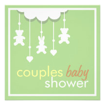Le mobile vert doux couple l'invitation de baby sh