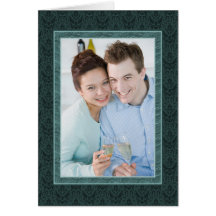 Le modèle photo du couple vert élégant de damassé cartes de vœux