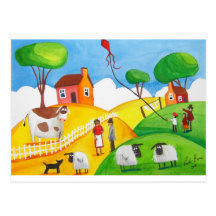 LE MOUTON COLORÉ EFFRAYE LA PEINTURE FOLKLORIQUE CARTES POSTALES
