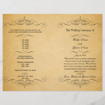 Le noir tourbillonne programme vintage de mariage prospectus personnalisés