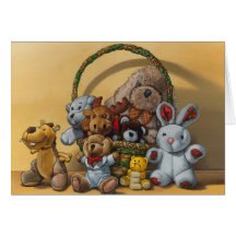 Le panier de peluches carte de vœux