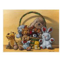 Le panier de peluches cartes postales