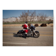 Le père noël sur une moto cartes de vœux
