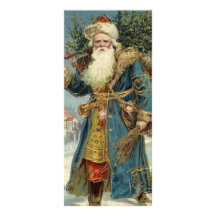 Le père noël victorien vintage avec l'arbre de Noë Modèle De Double Carte