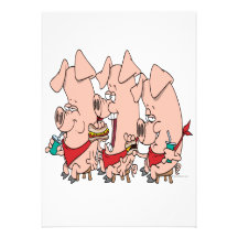 le porc drôle party la bande dessinée porcine invitations personnalisables