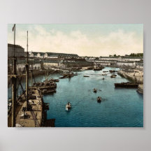 Le port Militaire du pont d'oscillation, Brest, fr Affiche