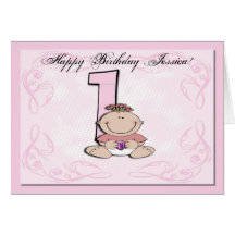Le premier anniversaire du bébé carte de vœux