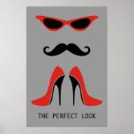 Le regard parfait en noir et rouge affiches
