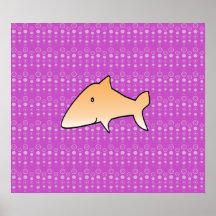 Le requin orange sur le pourpre bouillonne affiche