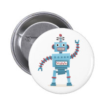 Le rétro androïde mignon de robot badine la bande  badges avec agrafe