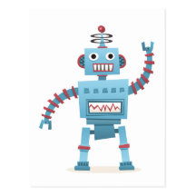Le rétro androïde mignon de robot badine la bande  cartes postales