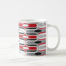 Le rétro art déco de mod zigzaguent noir rouge de  tasse à café