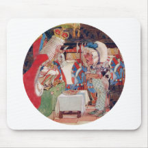 Le roi des coeurs interroge le cuisinier tapis de souris