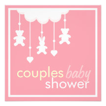 Le rose doux couple l'invitation de baby shower