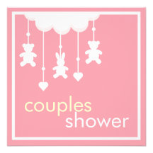 Le rose doux couple l'invitation de baby shower