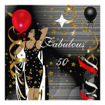 Le rouge fabuleux de noir de fête d'anniversaire 5 invitation