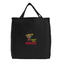 Le sac brodé par renne de Père Noël
