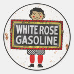 Le signe d'essence de rose blanc s'est rouillé ver adhésifs ronds