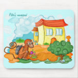 Le singe avec la longue queue badine le mousepad tapis de souris