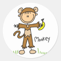 Le singe habillent le T-shirts et les cadeaux Autocollant Rond