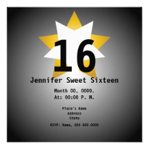 Le sweet sixteen Invitation-Cust. d'étoile le plus