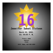 Le sweet sixteen Invitation-Cust. d'étoile le plus