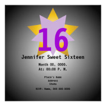 Le sweet sixteen Invitation-Cust. d'étoile le plus