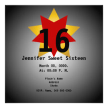 Le sweet sixteen Invitation-Cust. d'étoile le plus