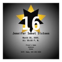 Le sweet sixteen Invitation-Cust. d'étoile le plus