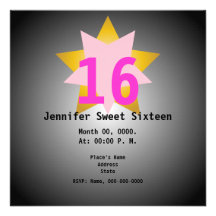 Le sweet sixteen Invitation-Cust. d'étoile le plus