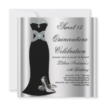 Le talon haut noir de robe chausse le bonbon 15 Qu Cartons D'invitation Personnalisés