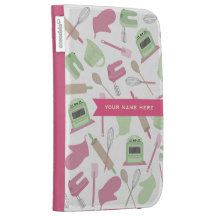 Le thème vert rose de cuisine personnalisé allumen coques folio kindle