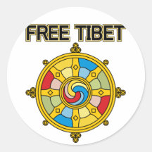Le Thibet libre Dharmacakra Adhésif Rond