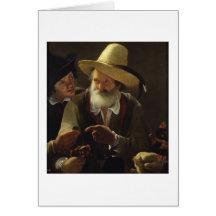 Le vendeur d'oiseau (huile sur la toile) cartes de vœux