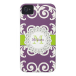Le vert pourpre de prune tourbillonne Coque-Compag Étuis iPhone 4