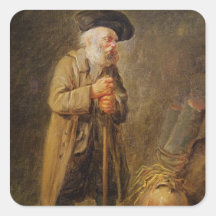 Le vieux mendiant autocollants carrés