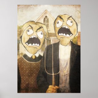 Le visage Meme de rage font face à la peinture chi Posters