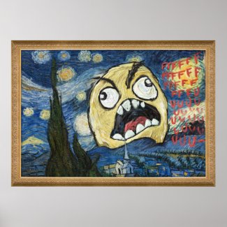 Le visage Meme de rage font face à la peinture chi Affiches