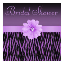 Le zèbre pourpre barre la douche nuptiale de fleur invitation personnalisable