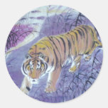 l'eau de croisement de tigre adhésifs ronds
