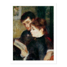 Lecture de couples (Edmond Renoir et marguerite de Carte Postale