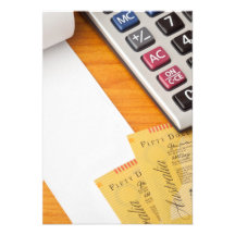 Lege lijst met Australische dollars en calculator Custom Uitnodging