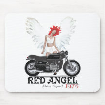 Légende rouge de moteur de coureur de café d'ange tapis de souris
