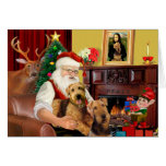 Les Airedales de Père Noël Carte De Vœux