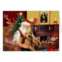 Les Airedales de Père Noël Carte De Vœux