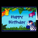 Les amis de jungle disent le joyeux anniversaire cartes